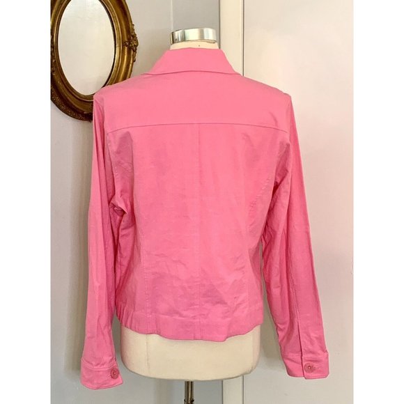 Pink Linen Blend Jacket Size 14 Barbiecore EUC career workwear office casual - Picture 7 of 10